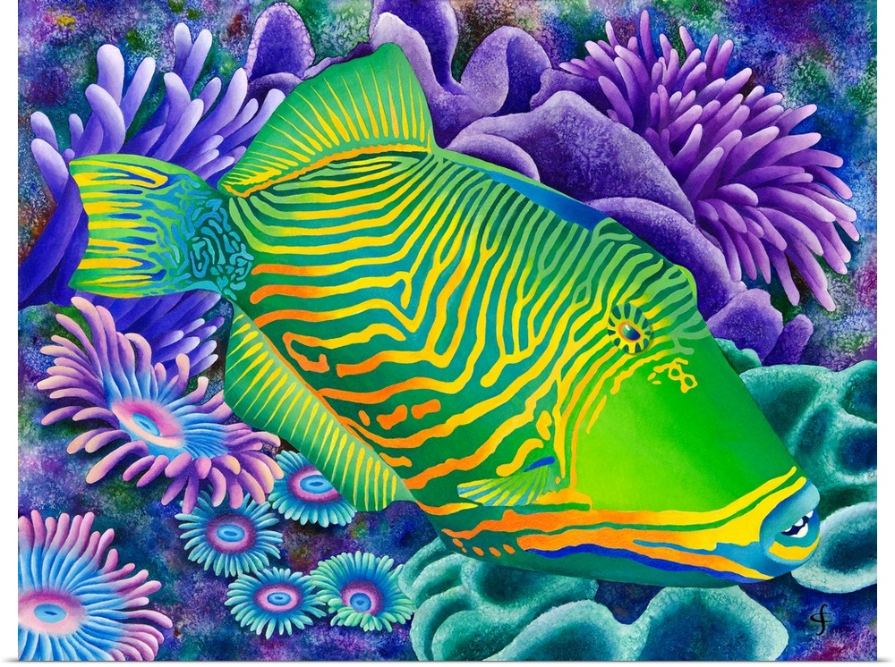 Contemporary tropical themed artwork using bold vibrant colors.