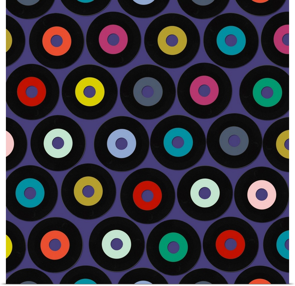 Retro vinyl record pattern on violet.