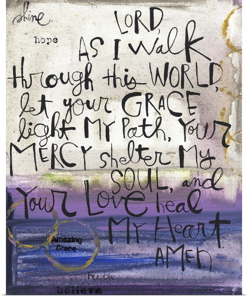 Handwritten artwork of a religious prayer.