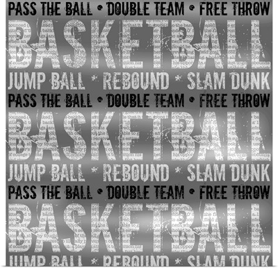 Basketball Typography Art - black and white