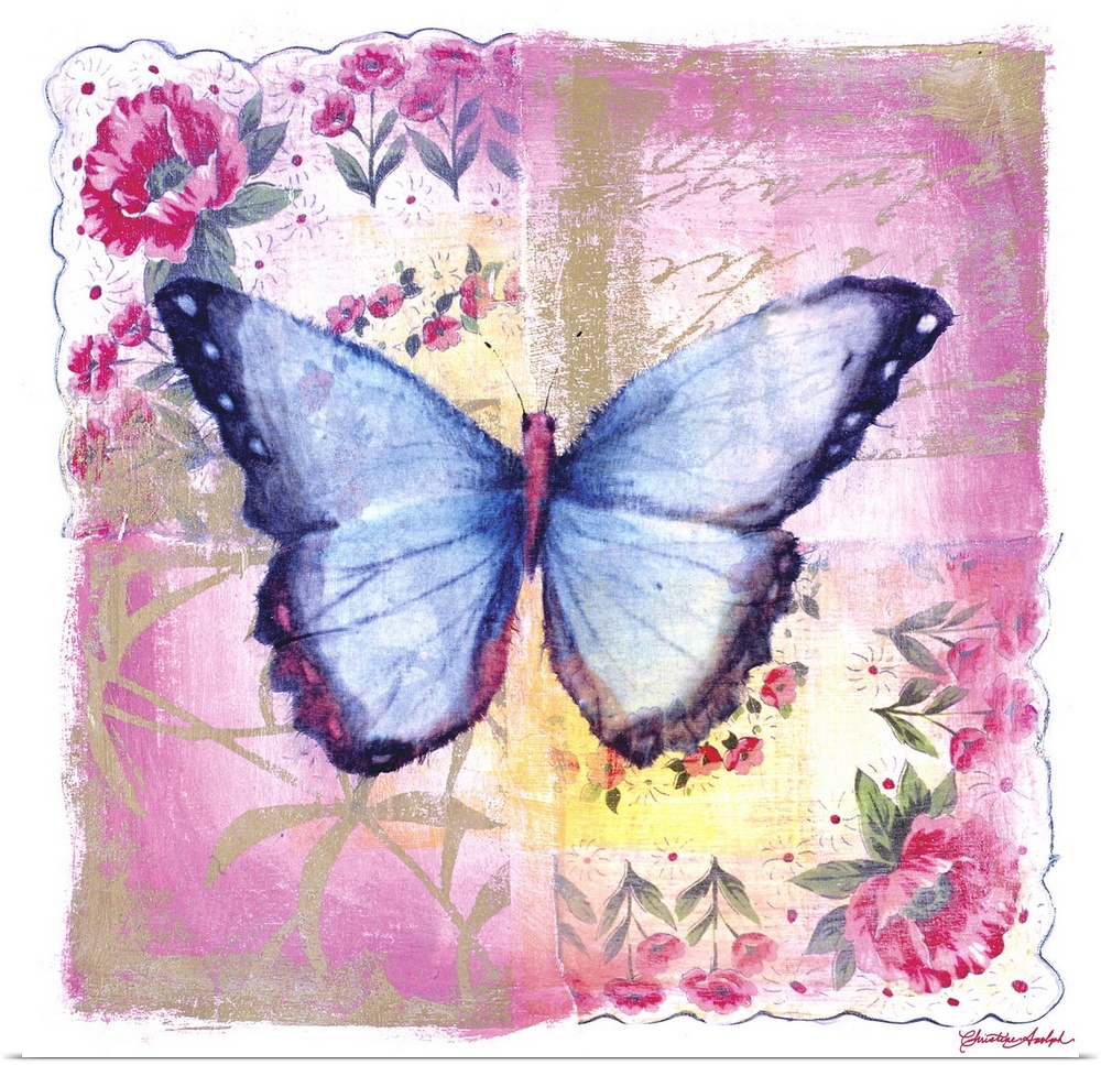 Blue Butterfly Pink