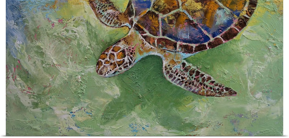 A contemporary painting of a sea turtle.