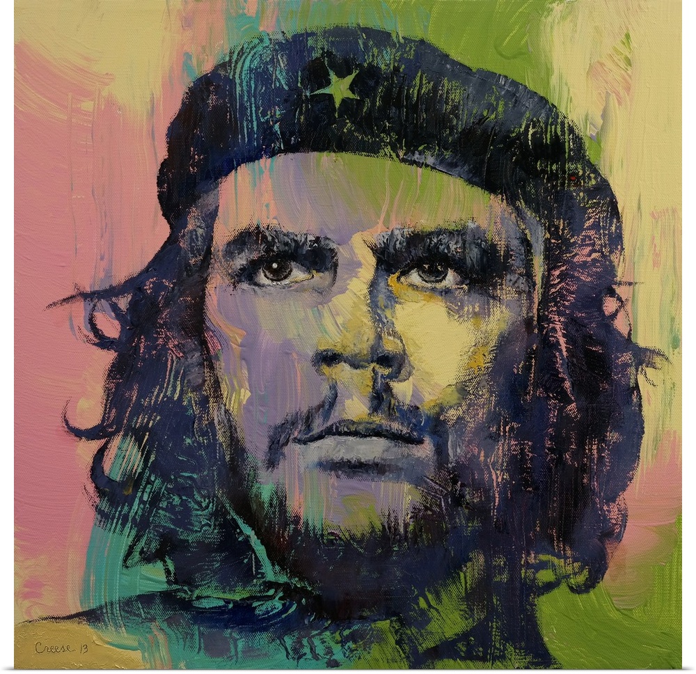 A contemporary painting of a portrait of a Che Guevara