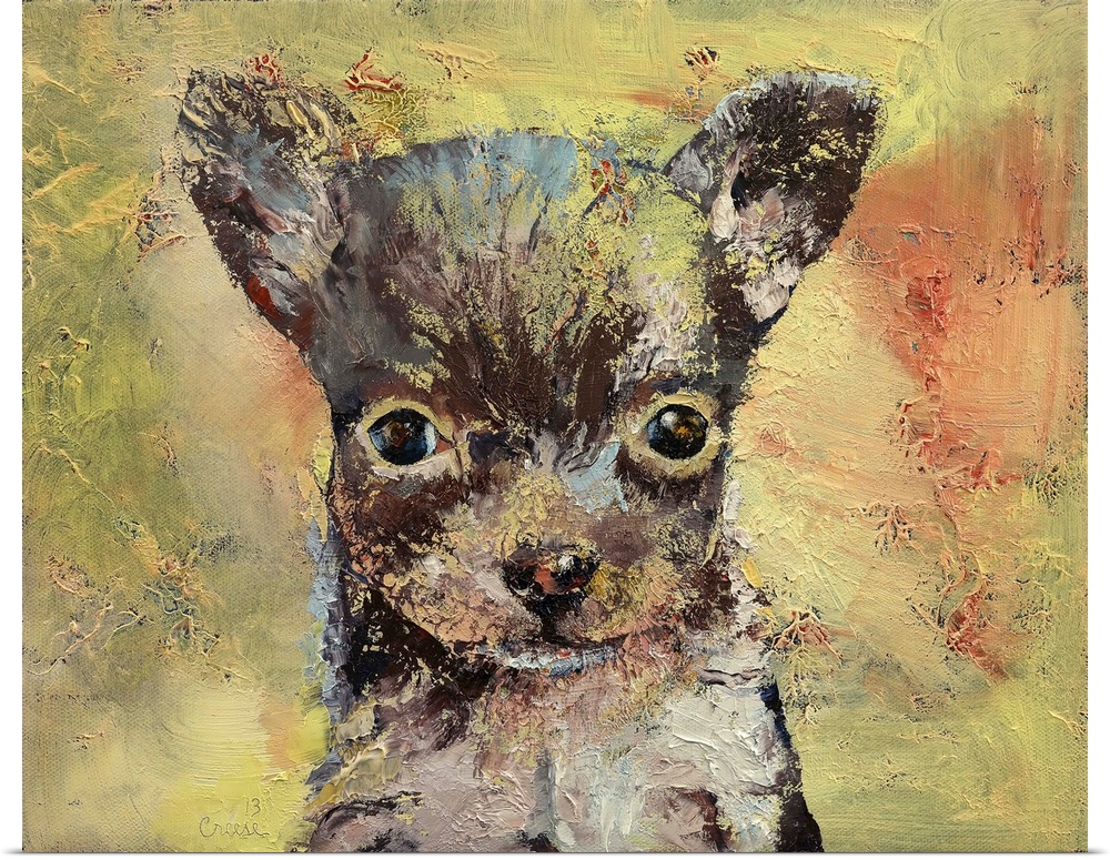 A contemporary painting of a chihuahua portrait.