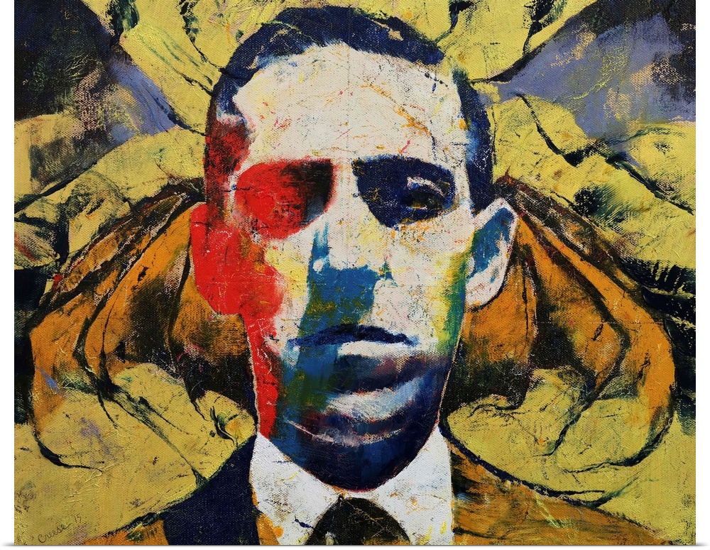 A contemporary painting of the horror science fiction author H.P. Lovecraft.