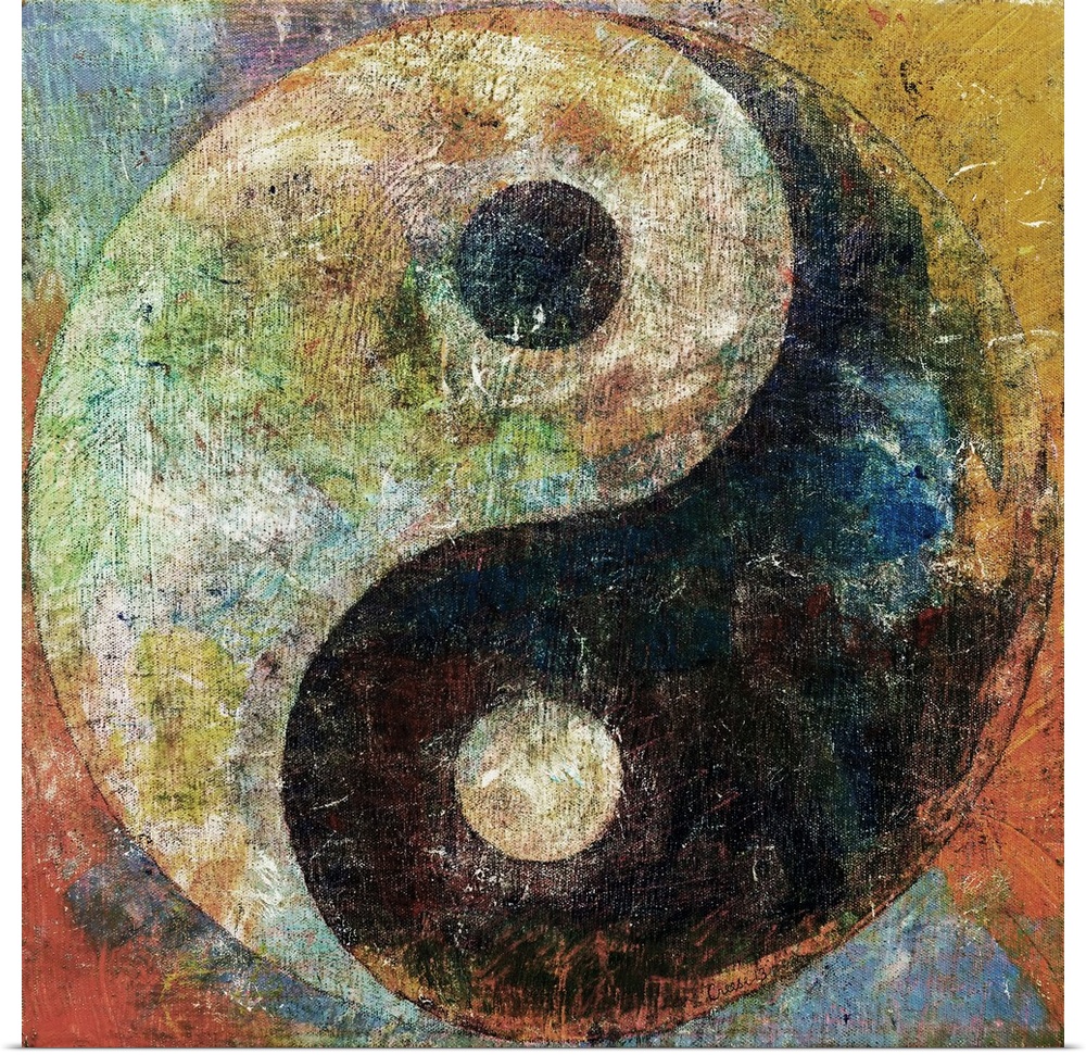 A contemporary painting of a yin yang.