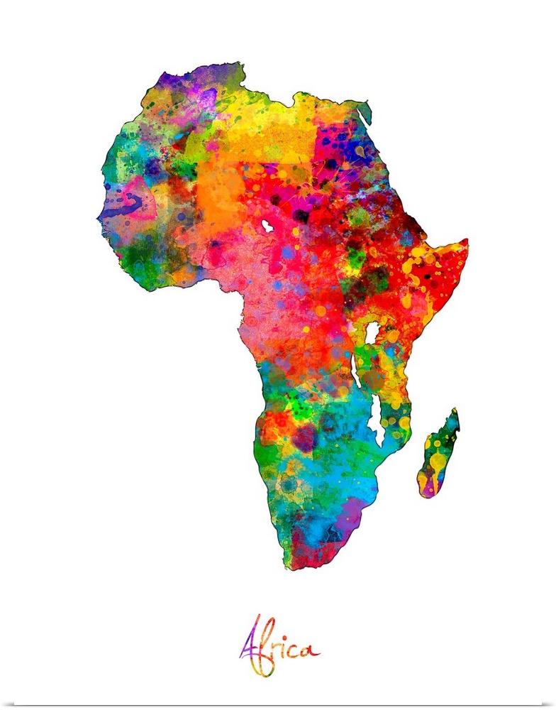 A watercolor map of Africa.