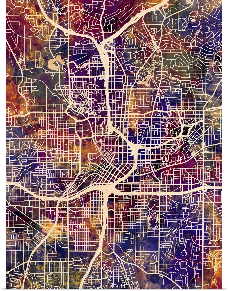 Contemporary colorful city street map of Atlanta.