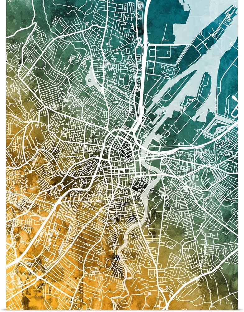 Street map of City of Belfast, Northern Ireland