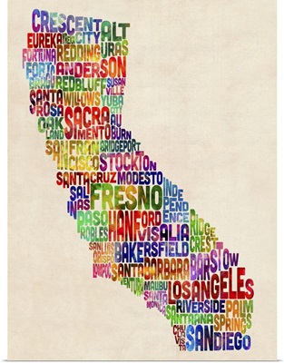 California Typography Text Map