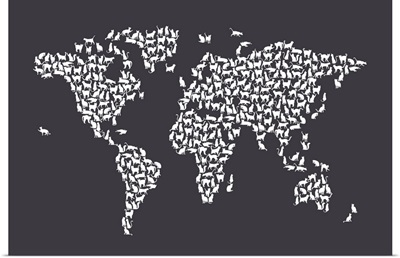 Cats Map of the World, Dark Grey