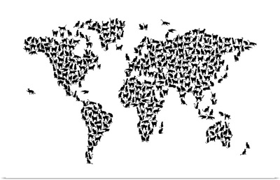 Cats Map of the World Map, White