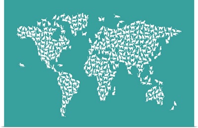 Cats Map of the World, Teal
