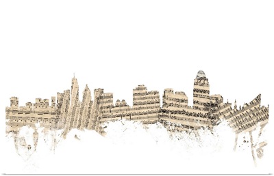 Cincinnati Ohio Skyline Sheet Music Cityscape