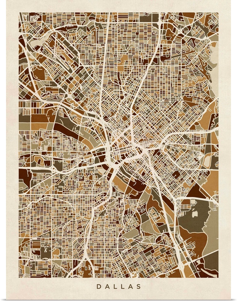 A street map of Dallas, Texas, United States