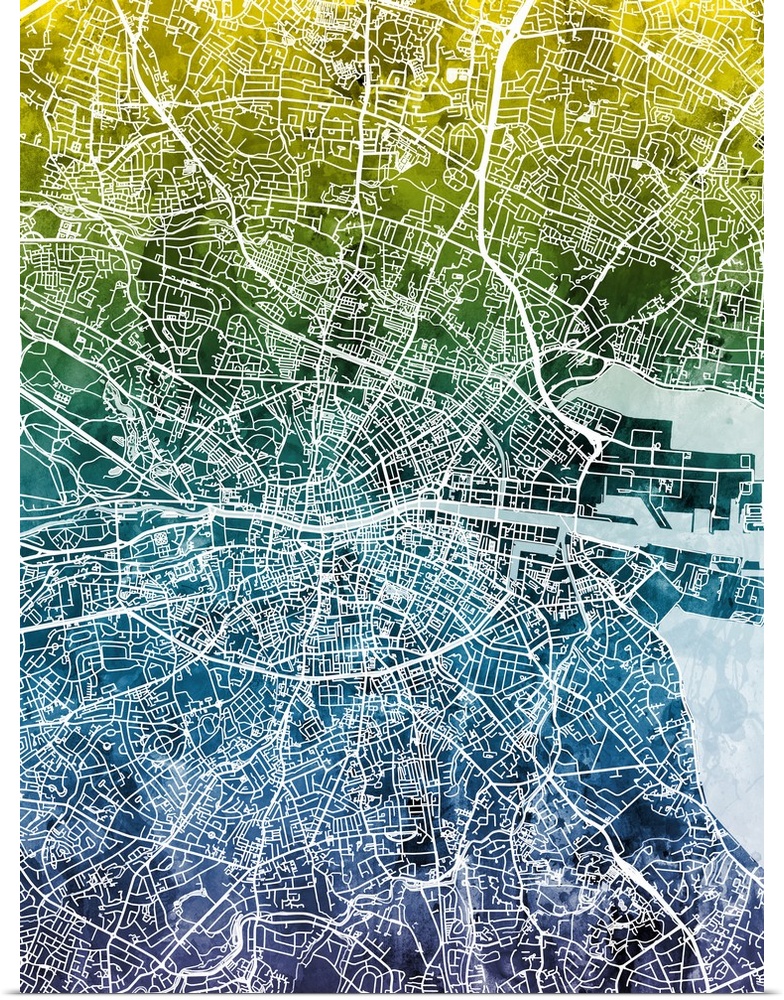 Street map of City of Dublin, Ireland