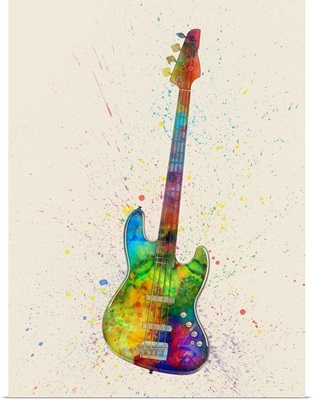 Electric Bass Guitar Abstract Watercolor
