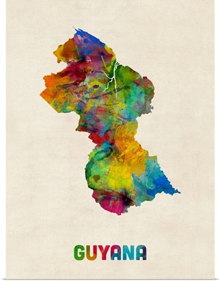 Guyana Watercolor Map