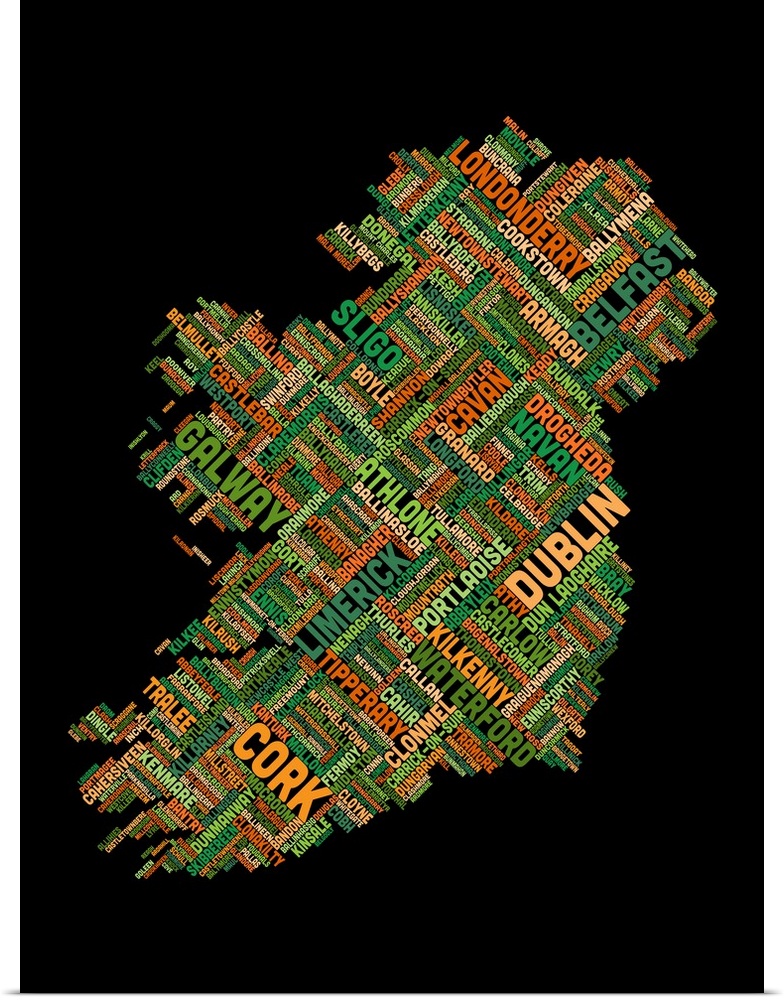 Contemporary colorful typography artwork of Eire City in Ireland.