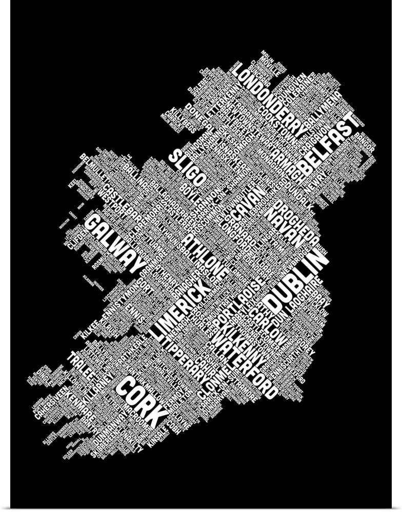 Contemporary typography artwork of Eire City in Ireland.