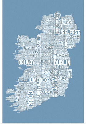 Irish Cities Text Map, Steel