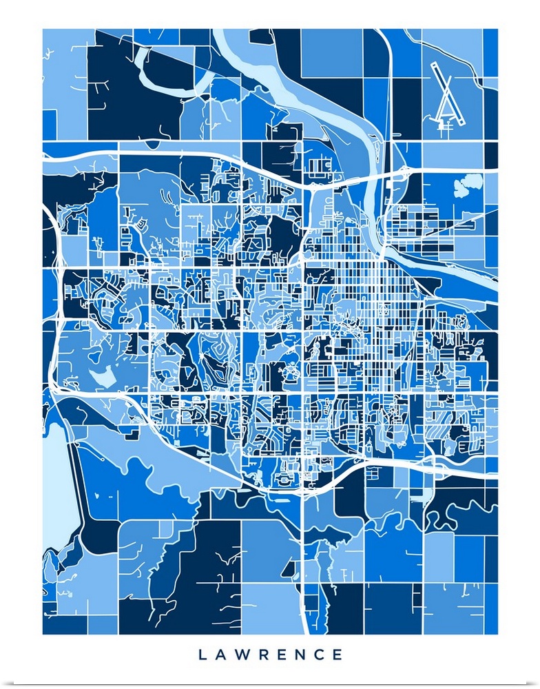 City map of Lawrence, Kansas, United States