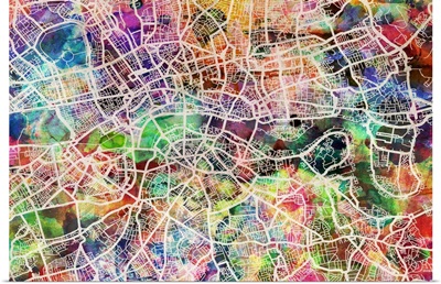 London Map Art Watercolor
