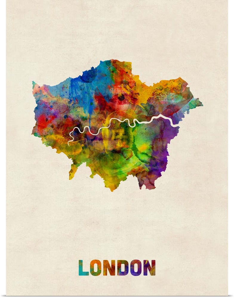 A watercolor map of London
