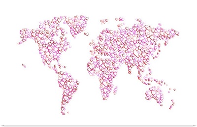 Love Hearts Map of the World Map