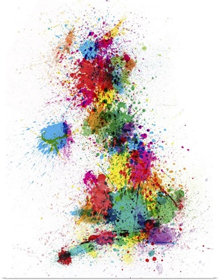 Map of United Kingdom in paint splatters