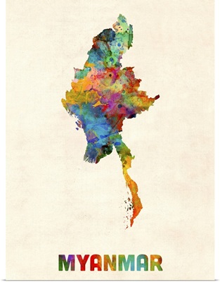Myanmar Watercolor Map