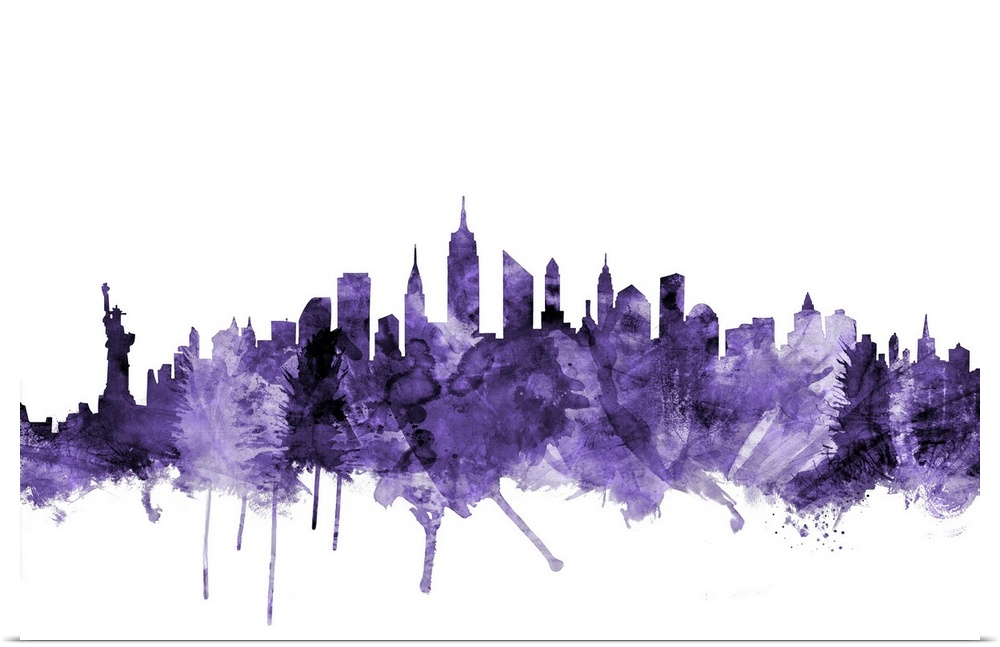 Watercolor art print of the skyline of New York City, United States