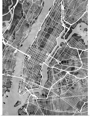 New York City Street Map, Black and White