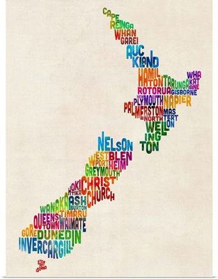 New Zealand Typography Text Map