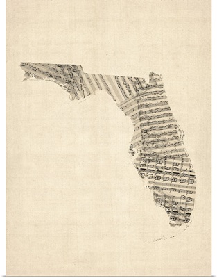 Old Sheet Music Map of Florida