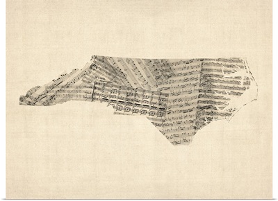 Old Sheet Music Map of North Carolina