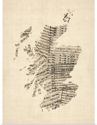 Old Sheet Music Map of Scotland