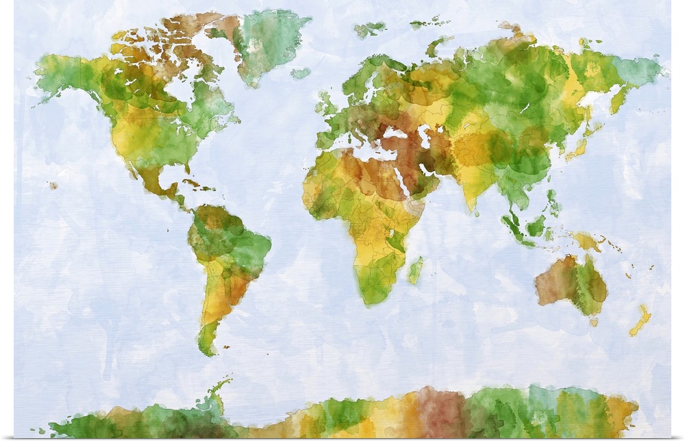 Paint map of the world - green