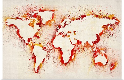 Paint stencil map of the world