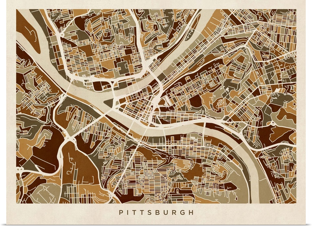 Art map of Pittsburgh city streets.