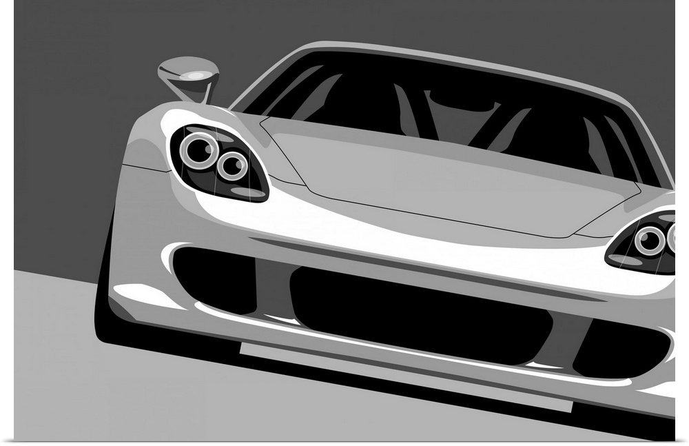 Front view of a Porsche Carrera GT pop art drawing.