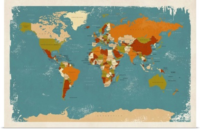Retro Political Map of the World