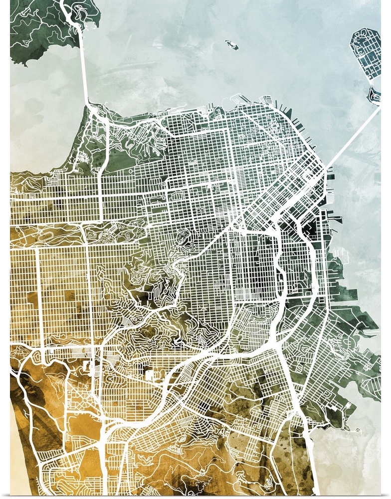 A street map of San Francisco, California, United States