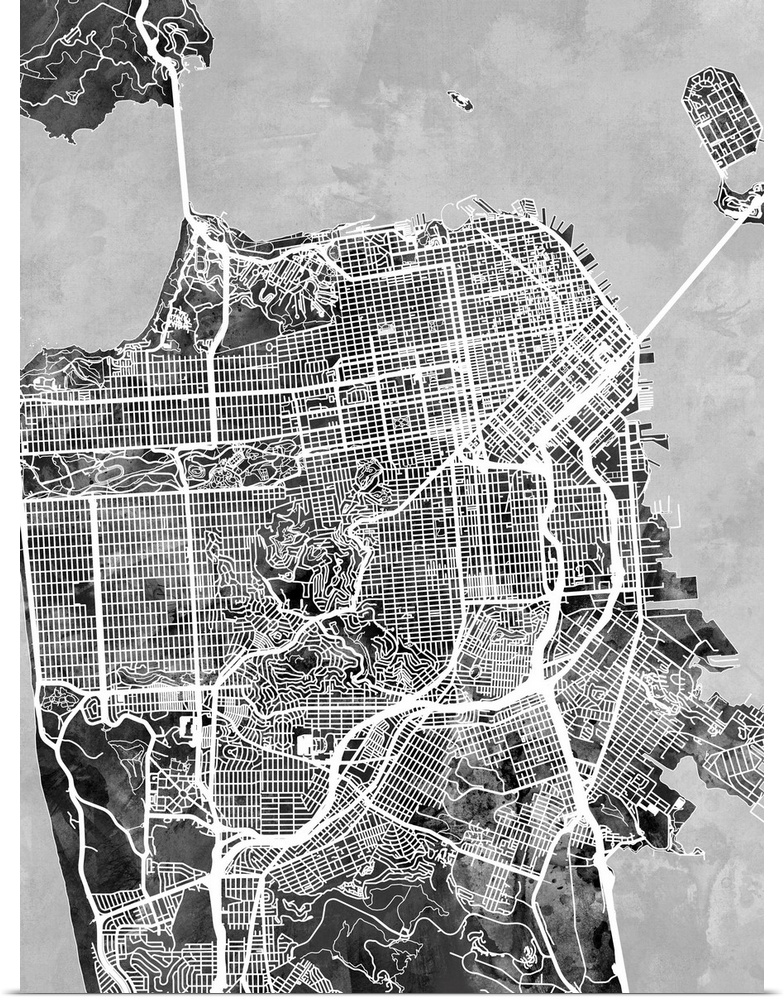 A street map of San Francisco, California, United States.