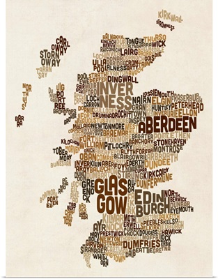 Scotland Typography Text Map
