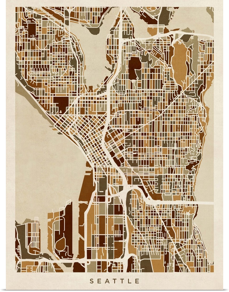 Art map of Seattle city streets.