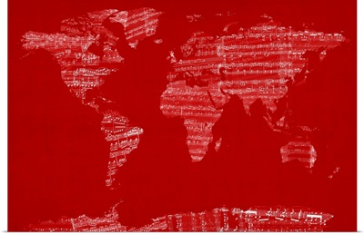 Sheet Music World Map, Red