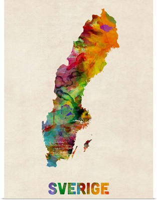 Sweden Watercolor Map