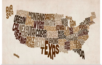United States Typography Text Map
