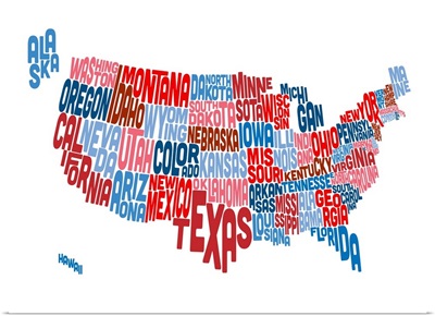 United States Typography Text Map